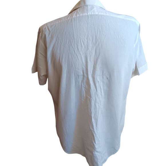 XL Vintage Arrow batiste White Short Sleeve 70's Button-Up Shirt Dacron Distress - Picture 6 of 8